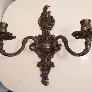 Wall Scone Made In Italy Candle Holder Farmhouse Decor Solid Brass Patina